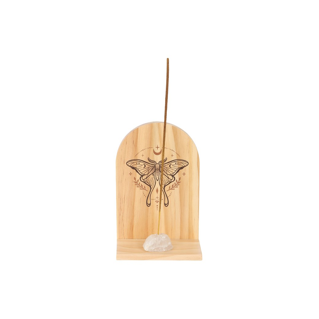 Natural Luna Moth Wooden Incense Holder Shelf