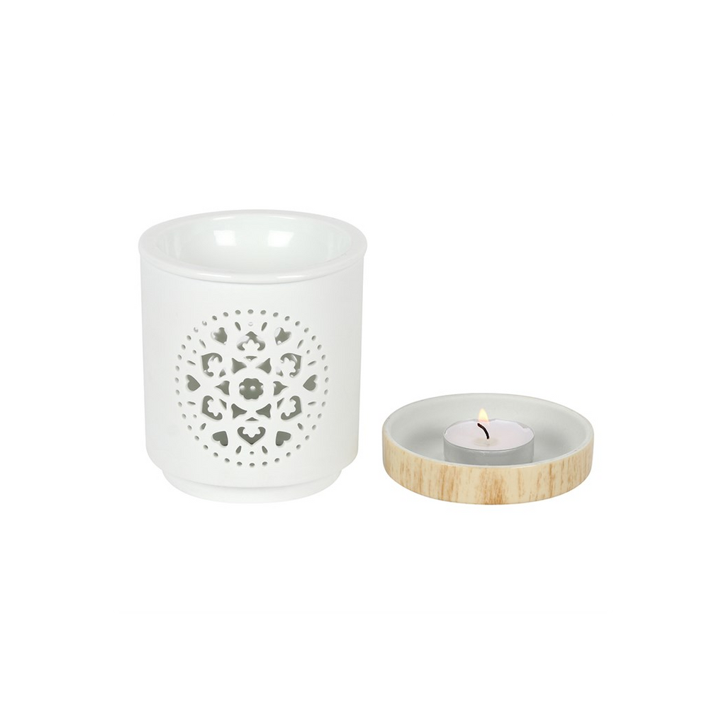White Mandala Cut Out Oil Burner