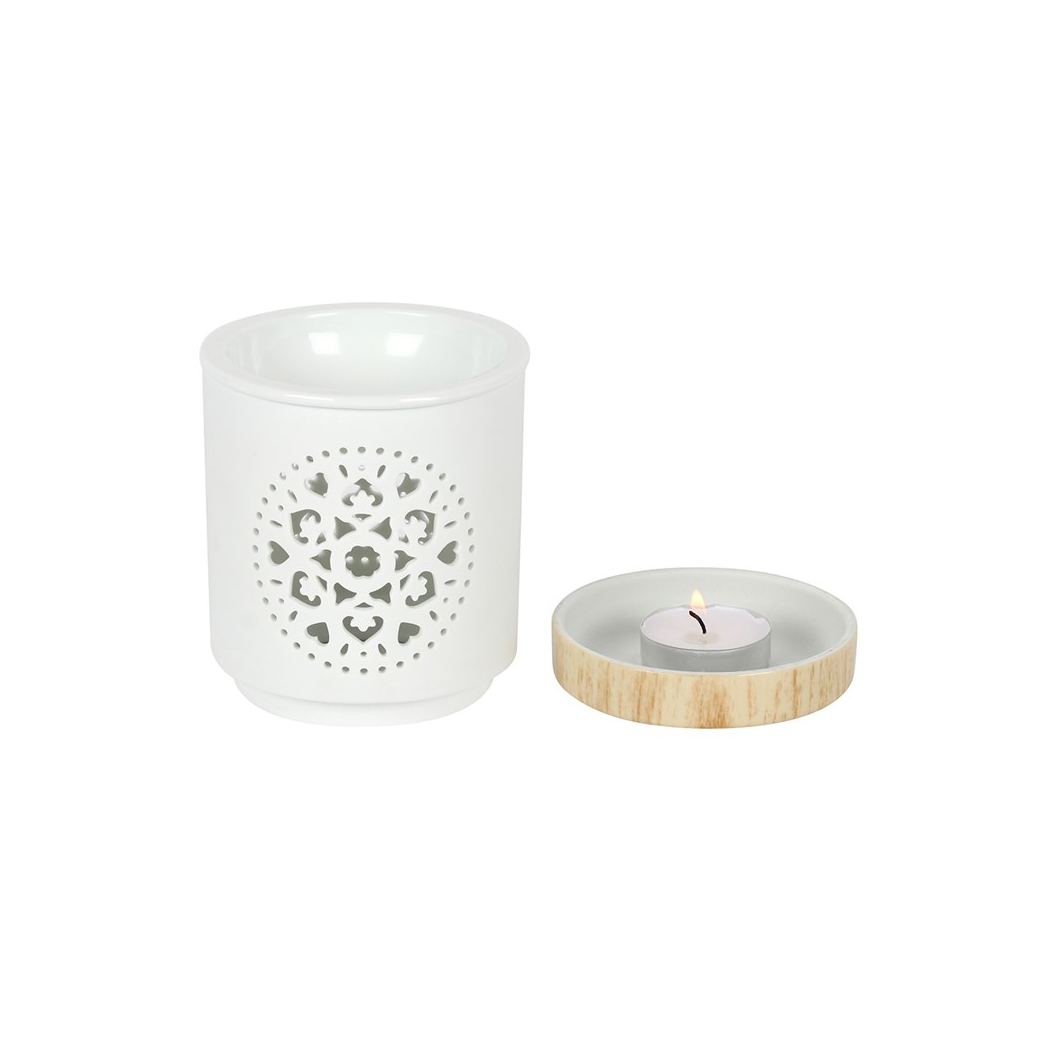 White Mandala Cut Out Oil Burner