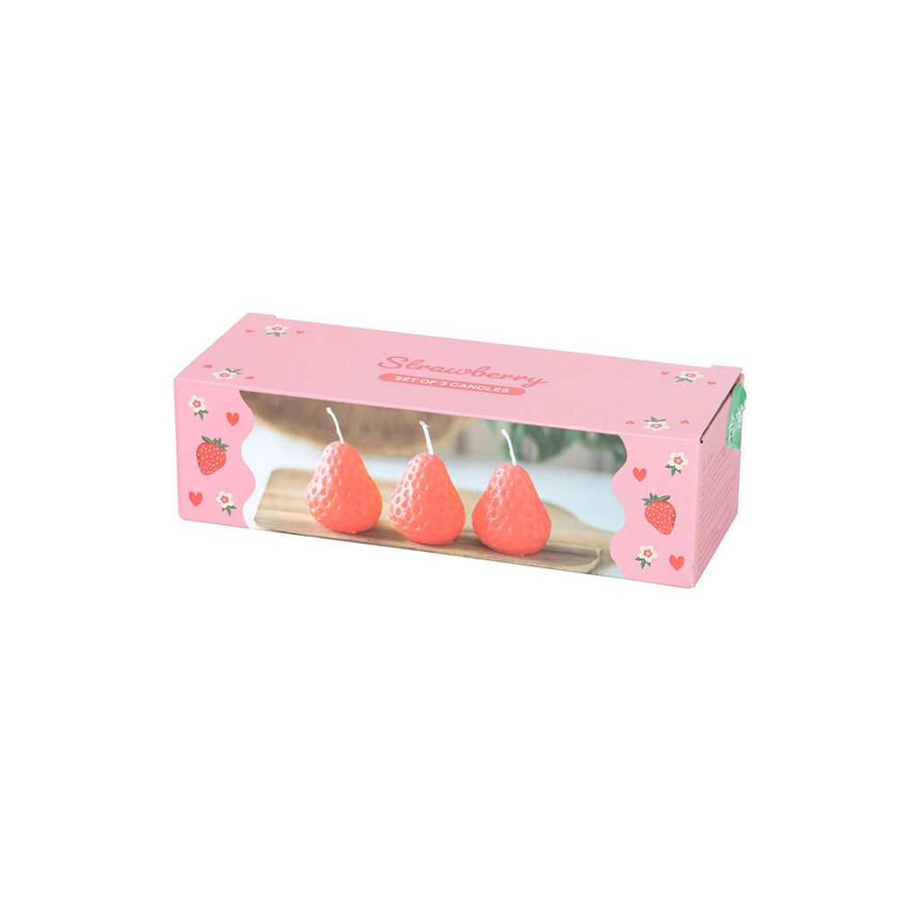 Set of 3 Strawberry Shaped Candles