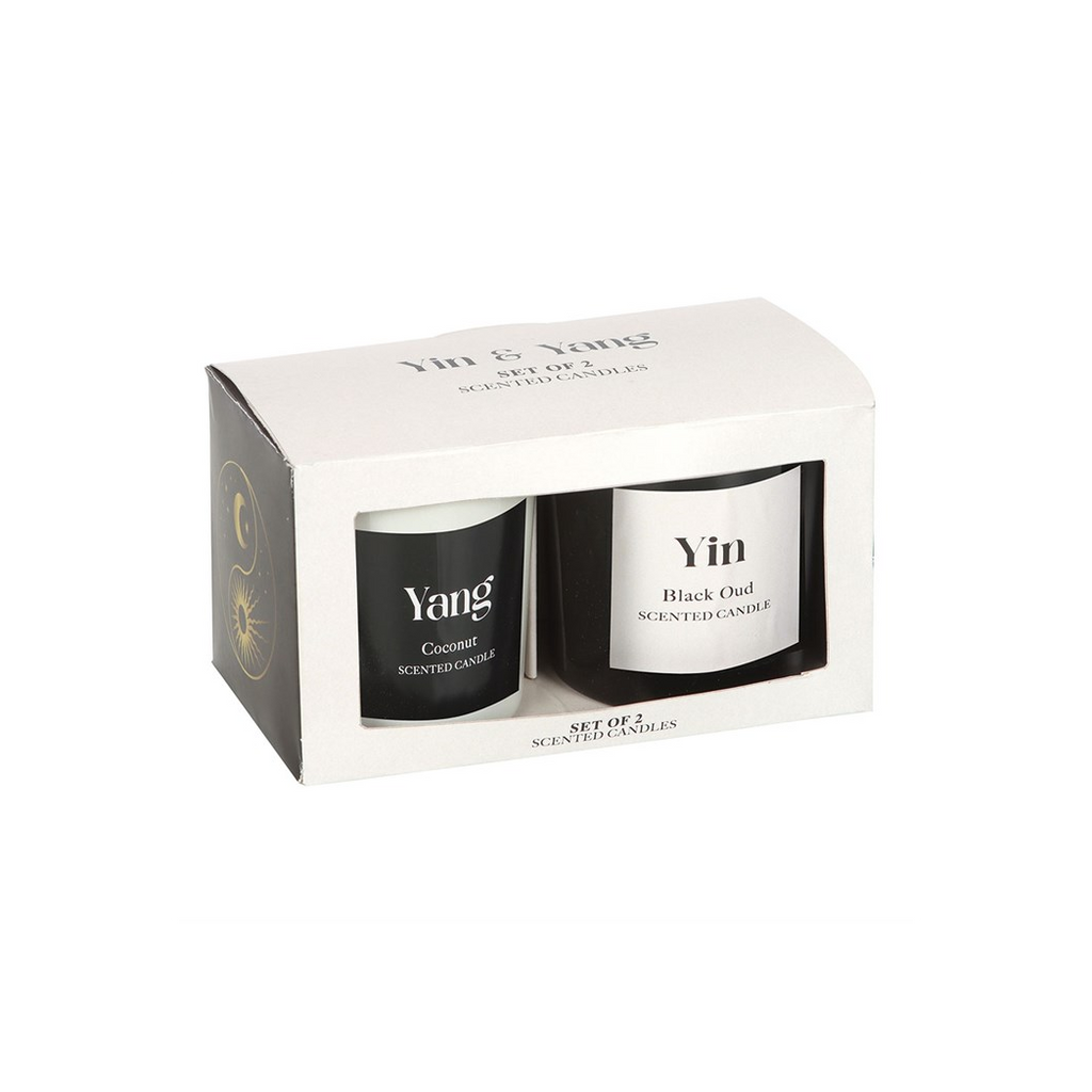 Set of 2 Yin Yang Black Oud and Coconut Candles