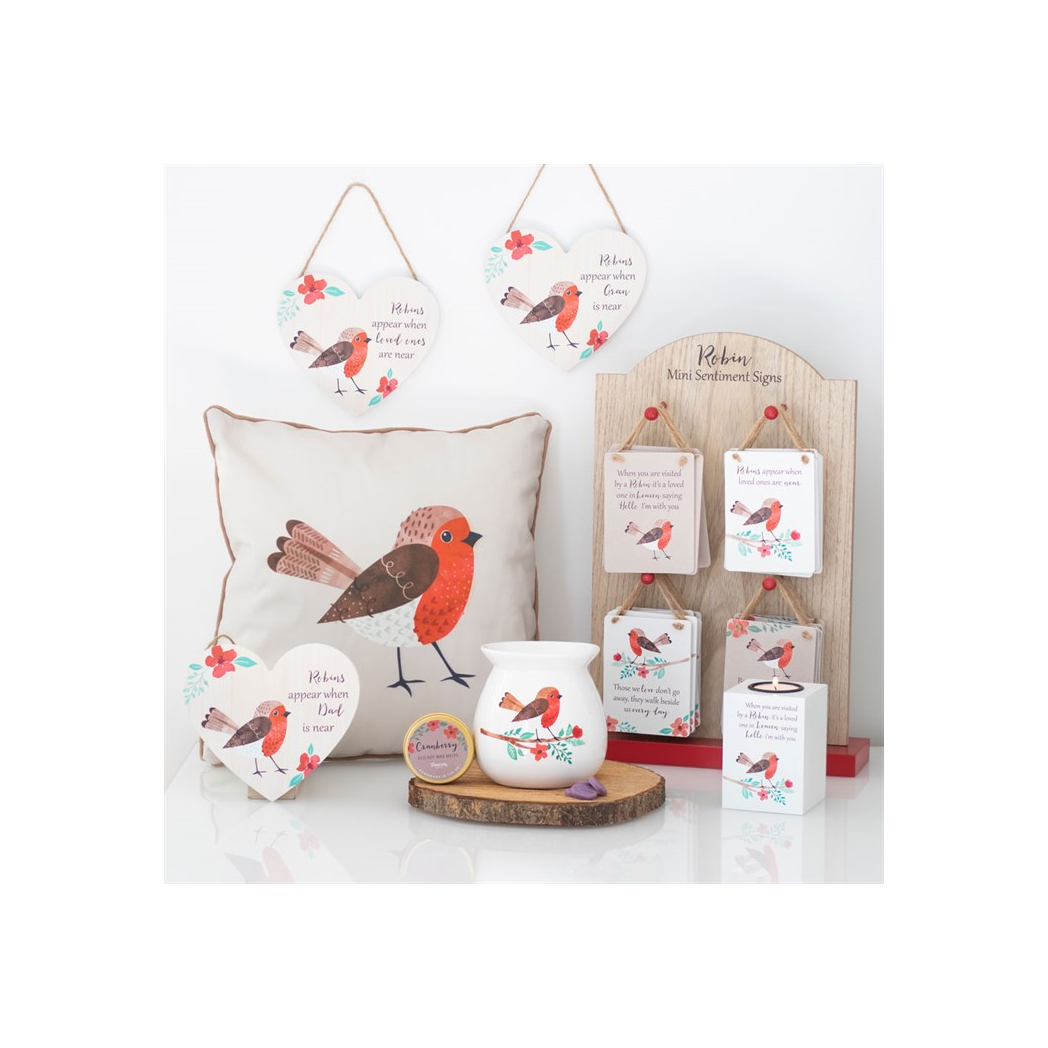 Loved Ones Winter Robin Hanging Heart Sign