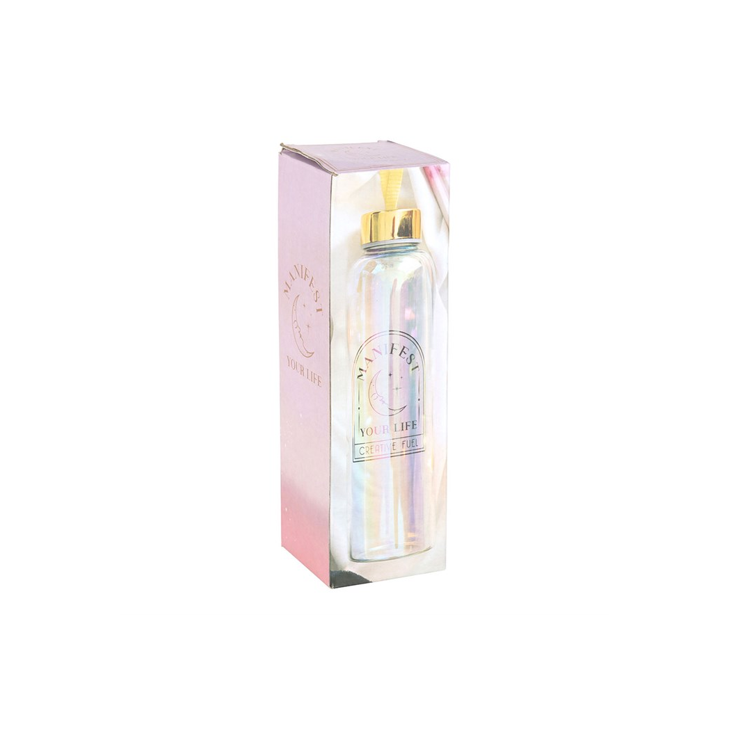 Manifest Your Life Iridescent Glass Water Bottle