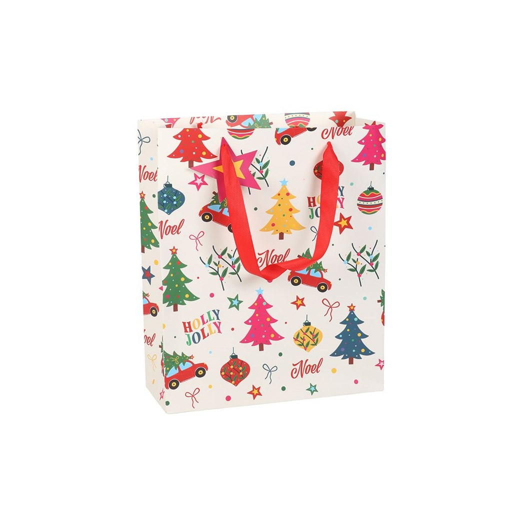 23cm Nostalgic Christmas Print Gift Bag