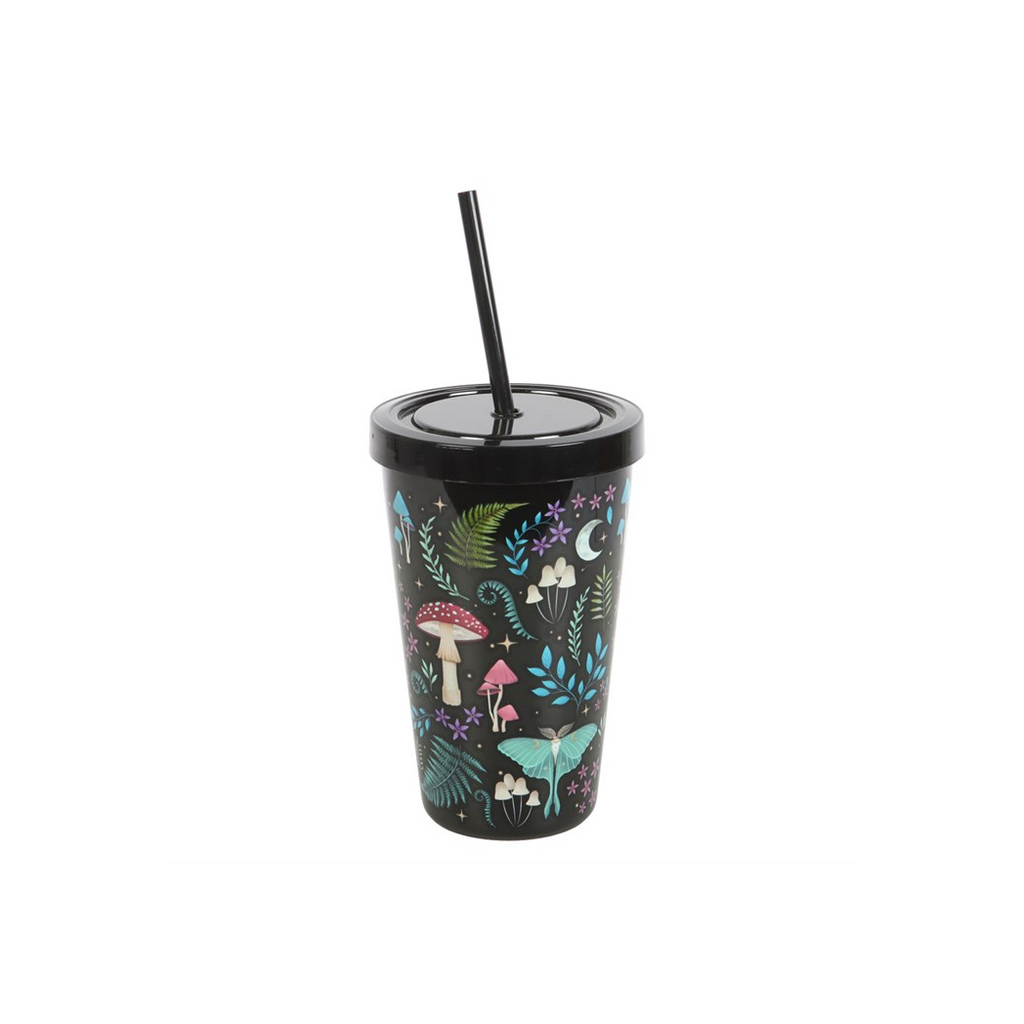 Dark Forest Print Plastic Tumbler with Straw