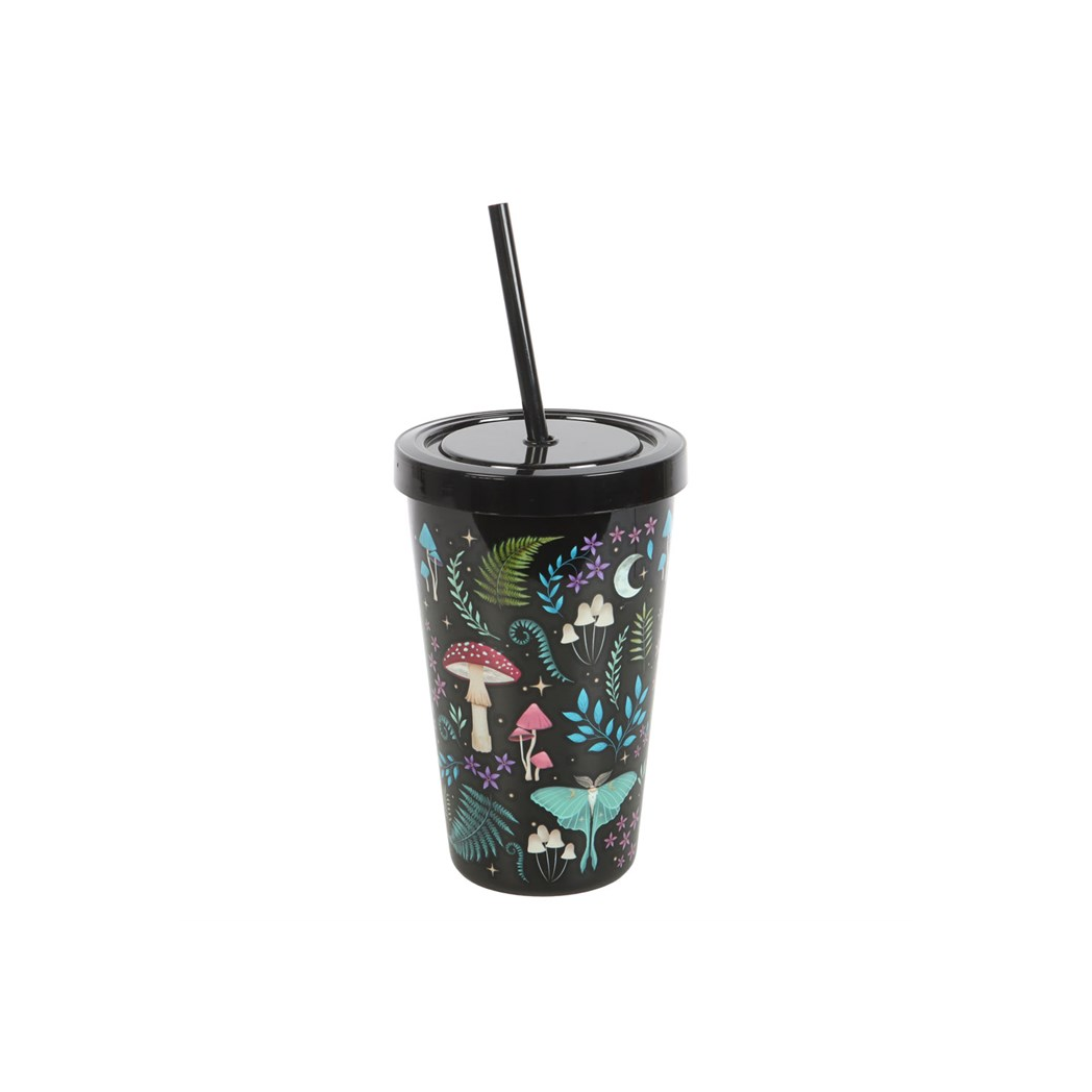 Dark Forest Print Plastic Tumbler with Straw
