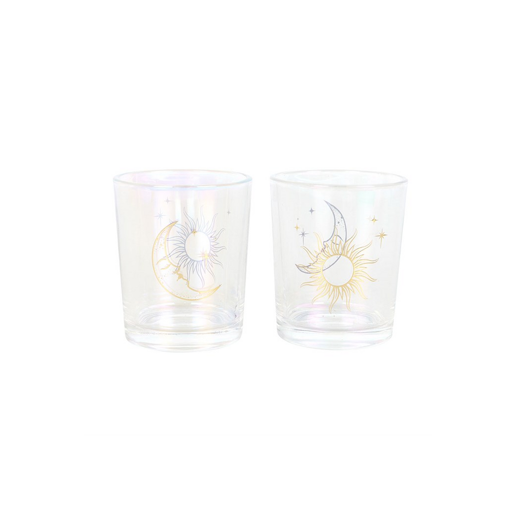 Iridescent Sun and Moon Votive Candle Holders
