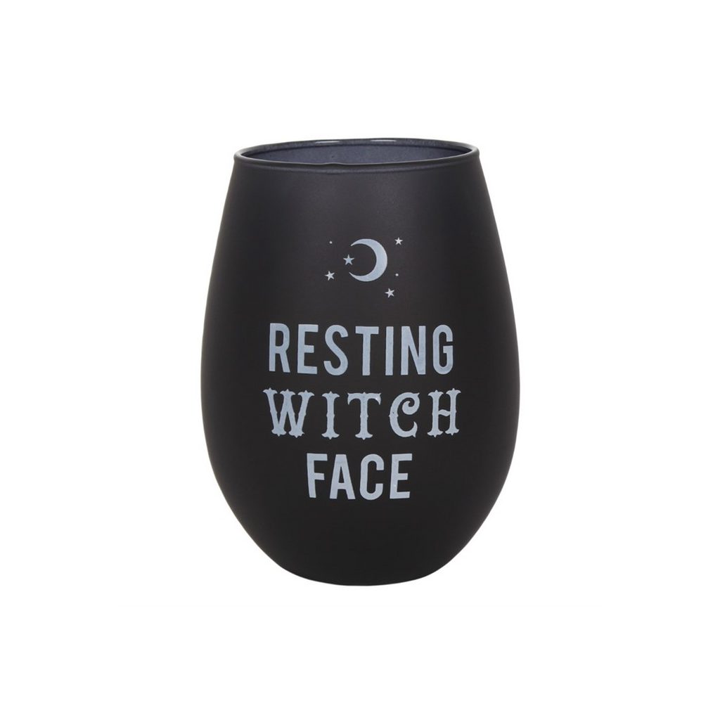 Resting Witch Face Stemless Wine Glass