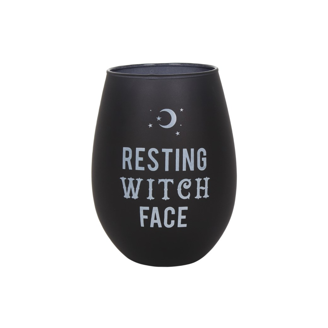 Resting Witch Face Stemless Wine Glass