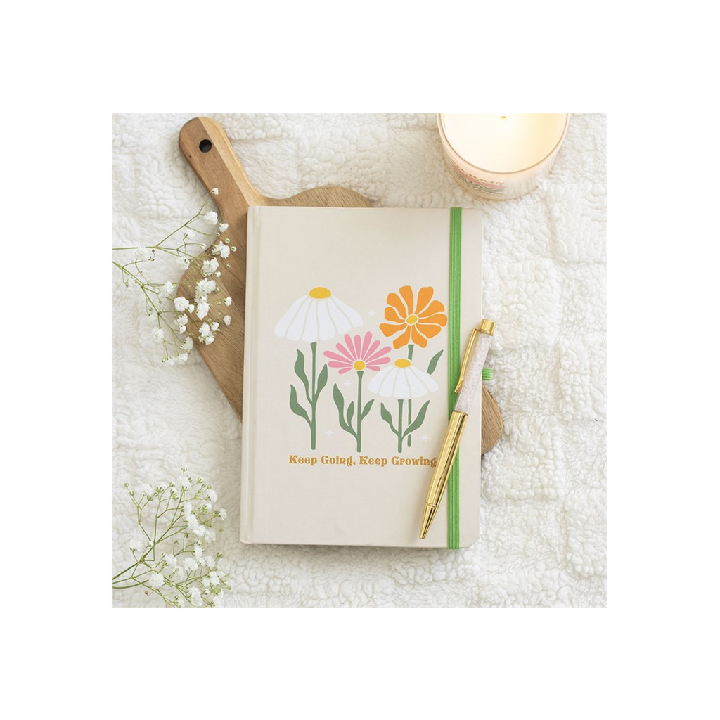 Keep Going, Keep Growing A5 Notebook with Rose Quartz Pen
