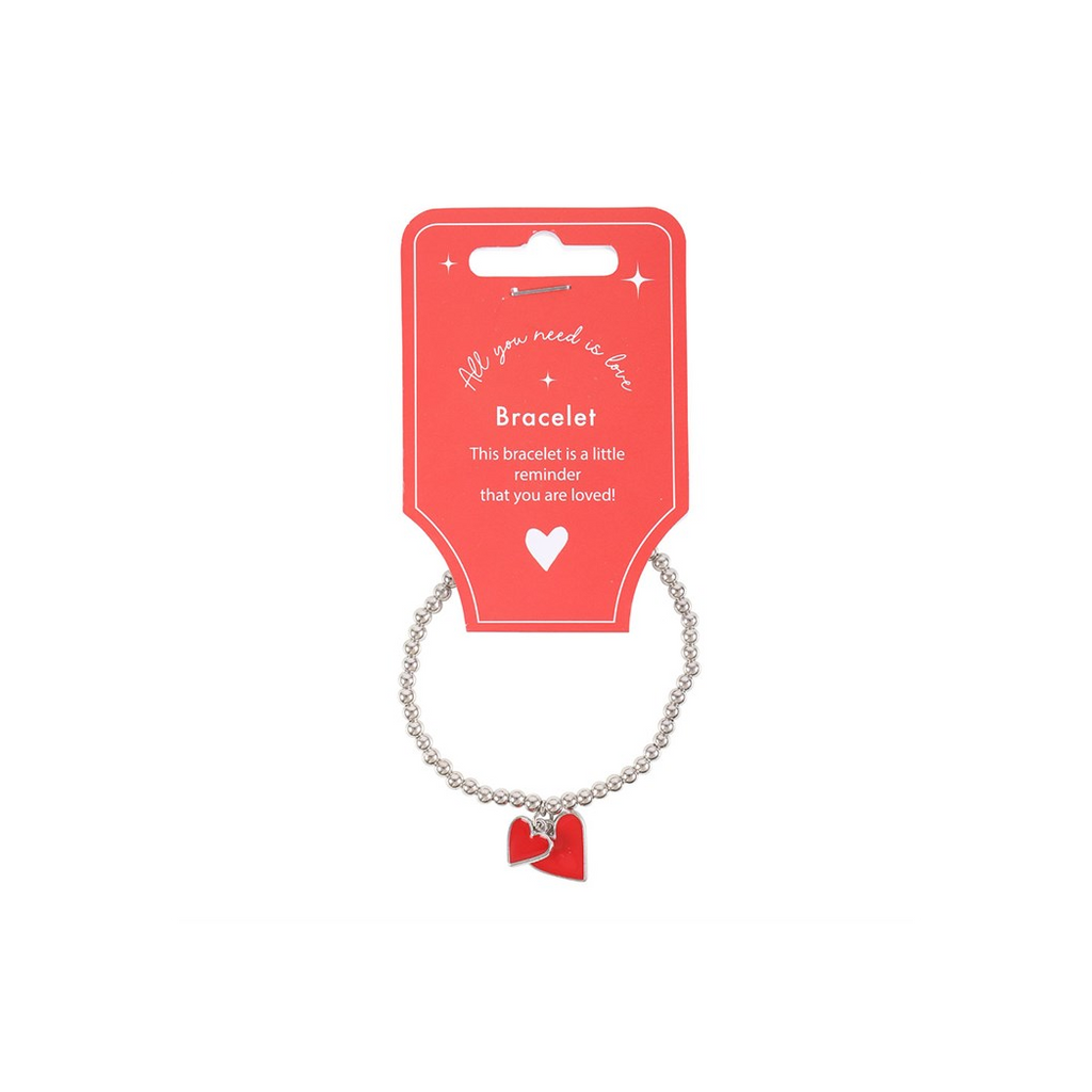 All You Need Is Love Beaded Heart Charm Bracelet