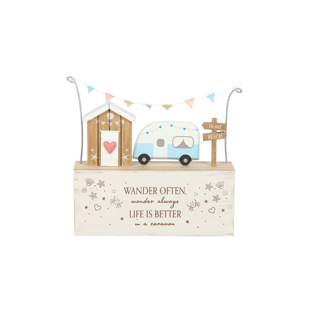 Wander Often Beach Hut Caravan Wooden Ornament
