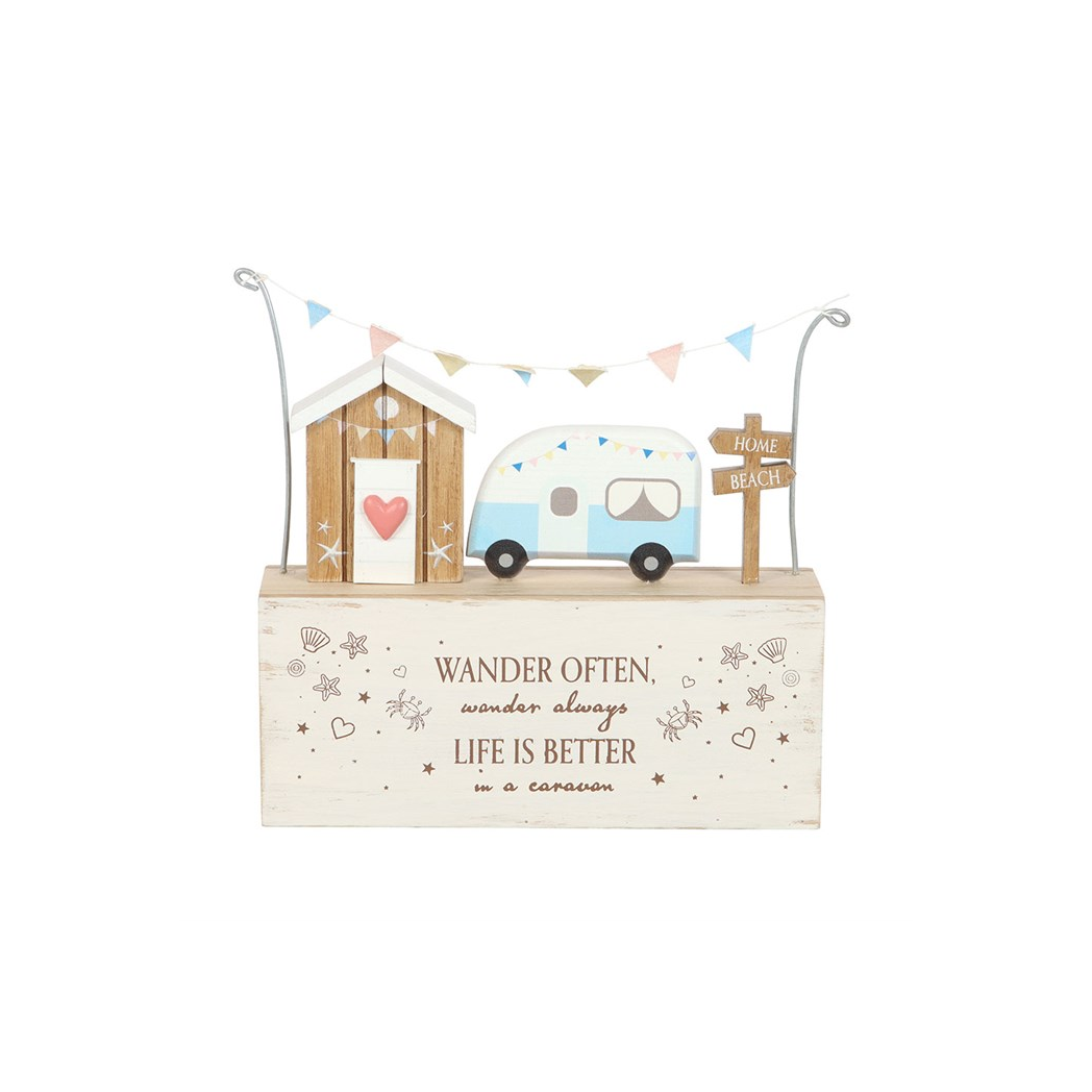 Wander Often Beach Hut Caravan Wooden Ornament