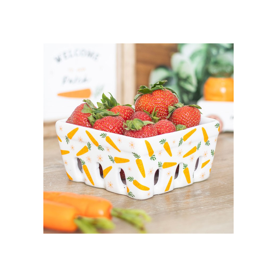 Carrot Patch Ceramic Berry Basket