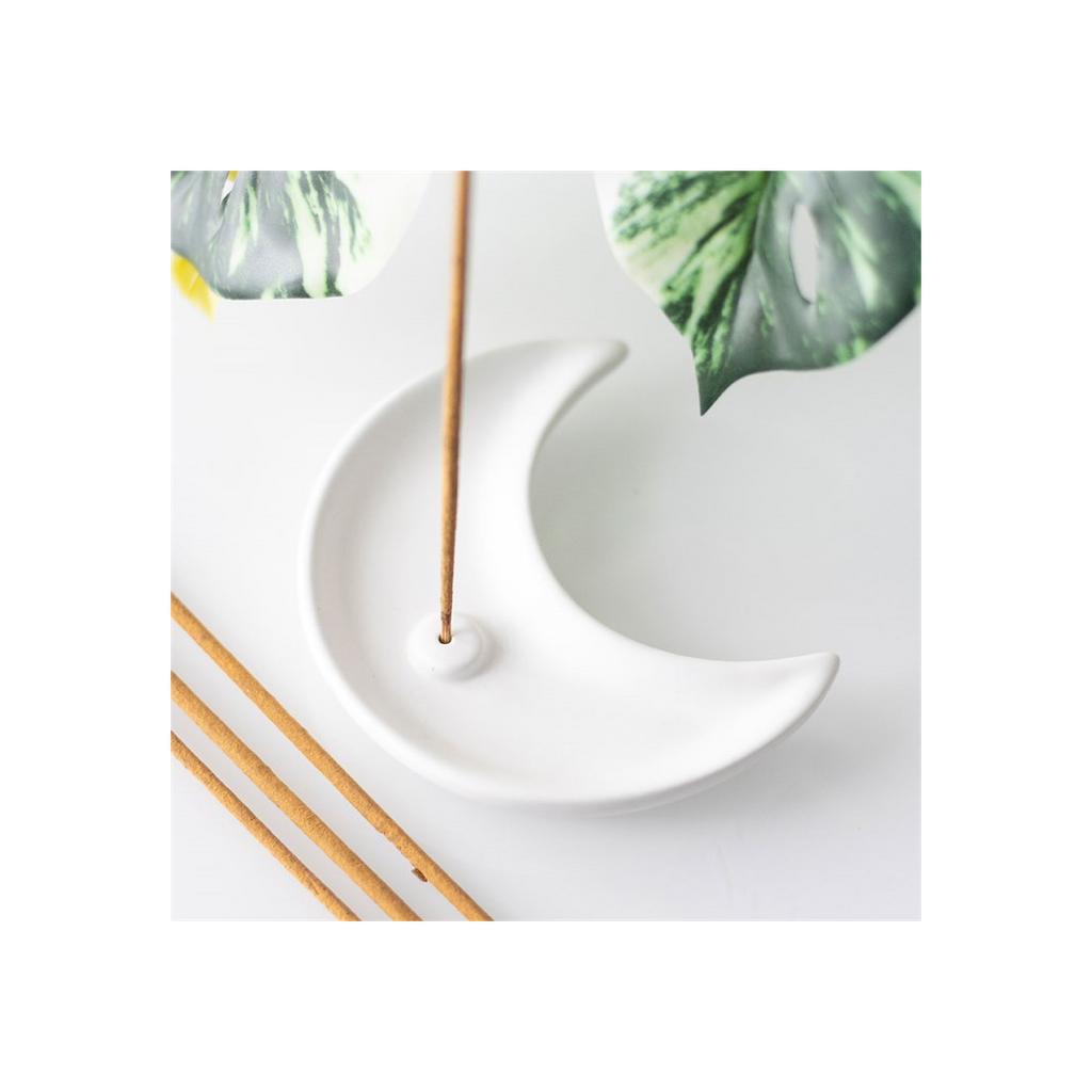 White Crescent Moon Incense Stick Holder