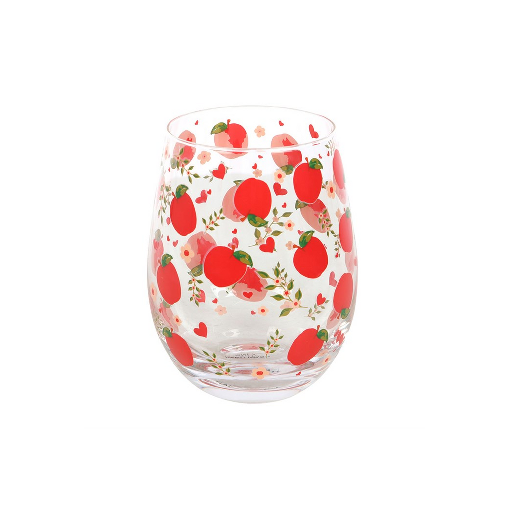 Apple Print Stemless Glass