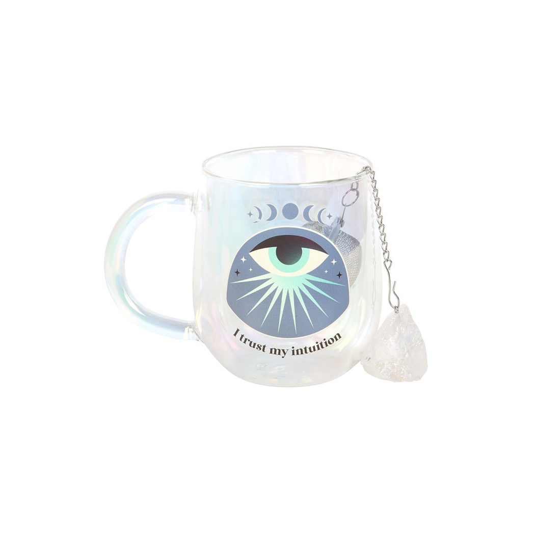 Intuition Double Walled Glass Mug with Aura Crystal Tea Infuser