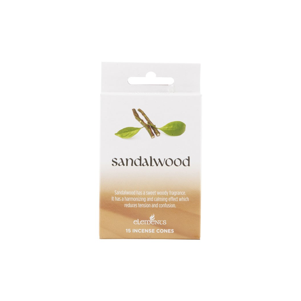 Set of 12 Packets of Elements Sandalwood Incense Cones