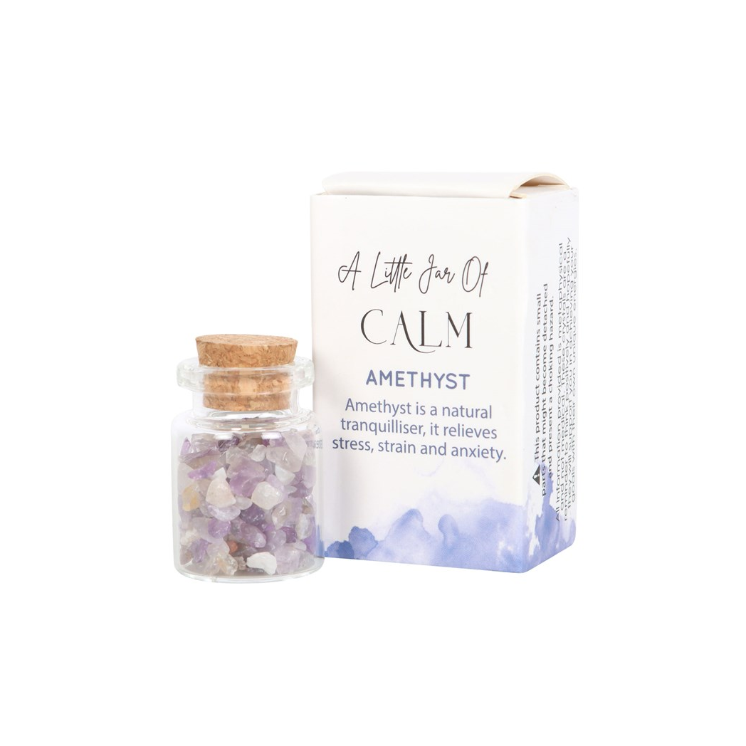 Jar of Calm Amethyst Crystal in a Matchbox