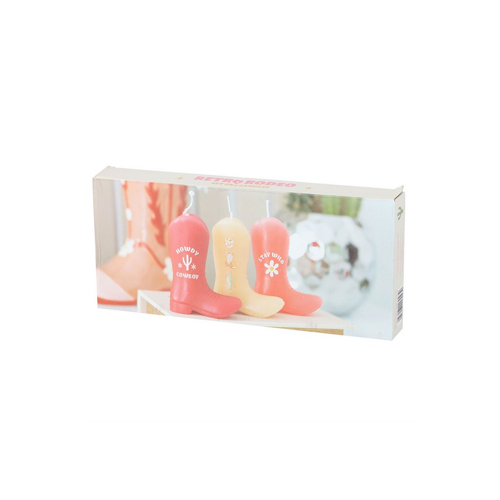 Set of 3 Cowboy Boot Candles
