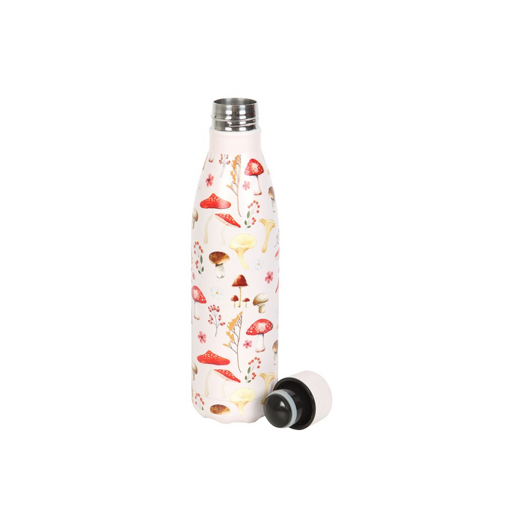 All Over Mushroom Print Metal Water Bottle