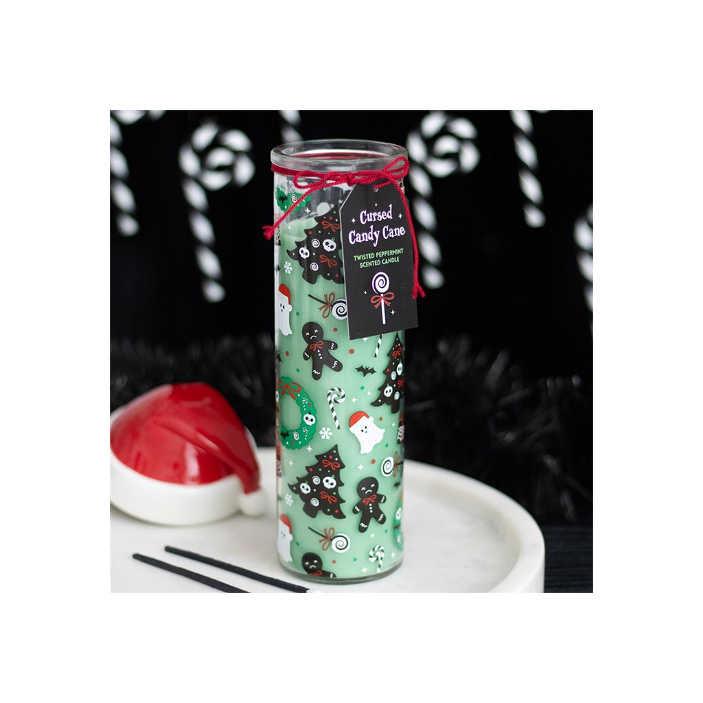 Merry Creepmas Cursed Candy Cane Tube Candle