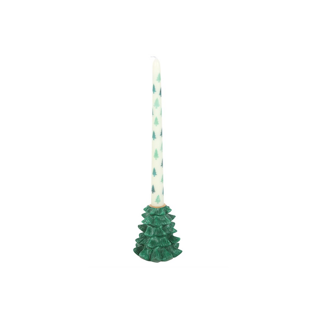 Green Fir Tree Candle Holder with Taper Candle