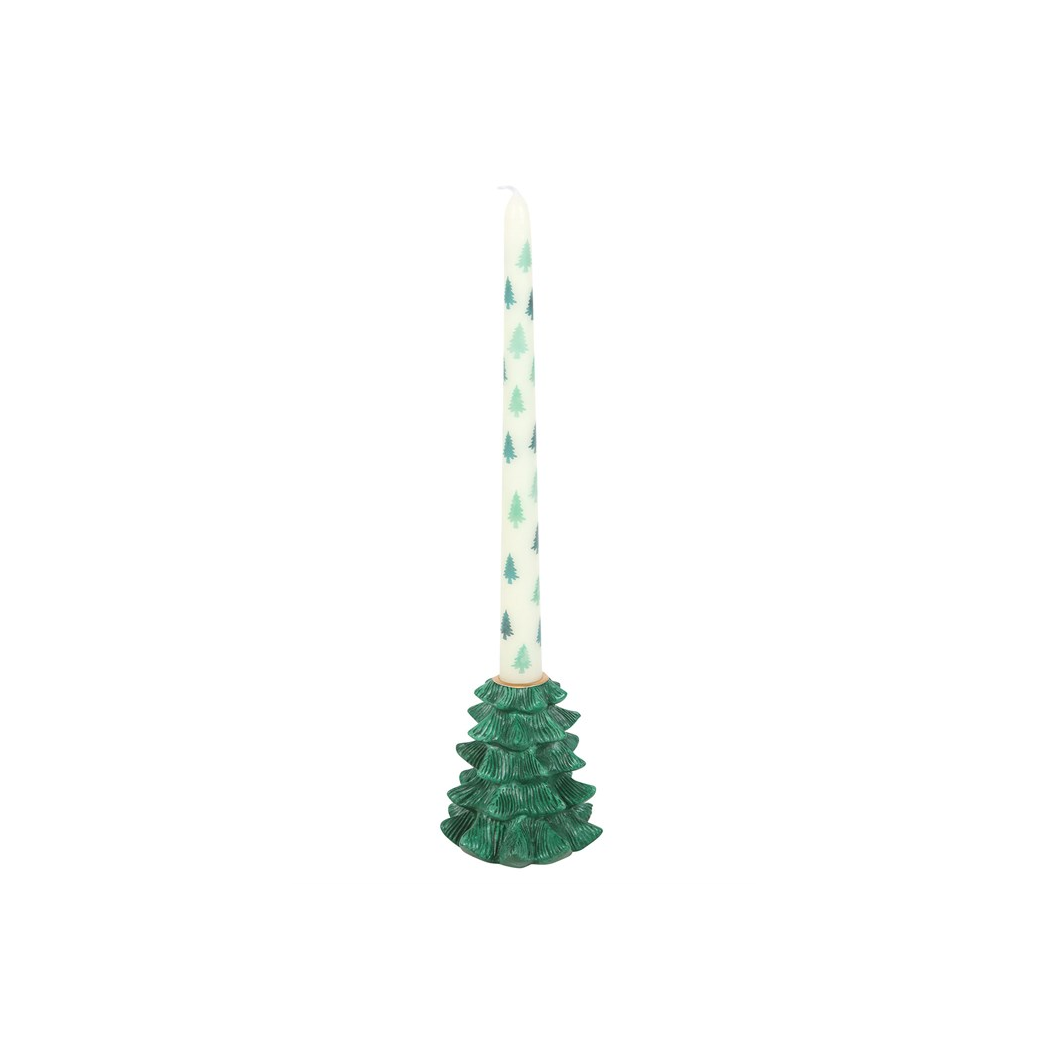 Green Fir Tree Candle Holder with Taper Candle