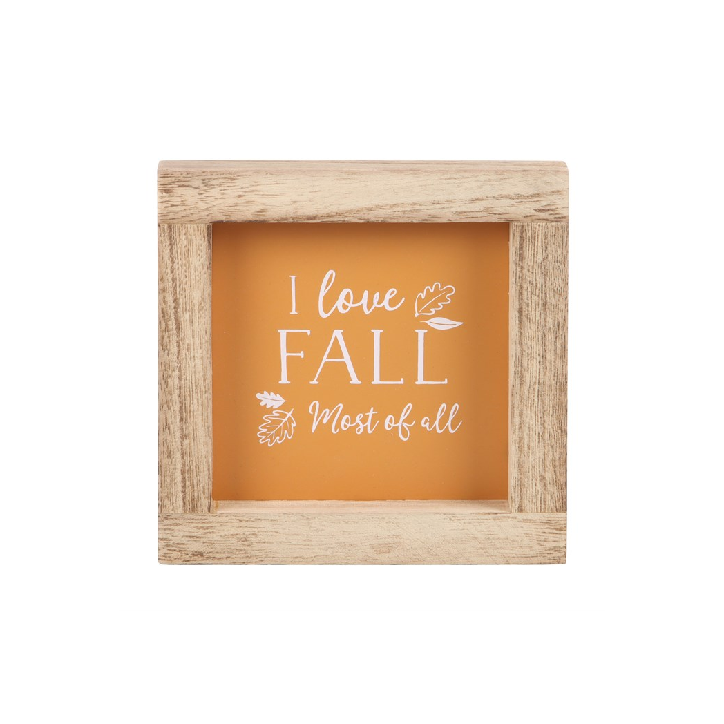 Orange I Love Fall Most of All Wooden Frame Sign