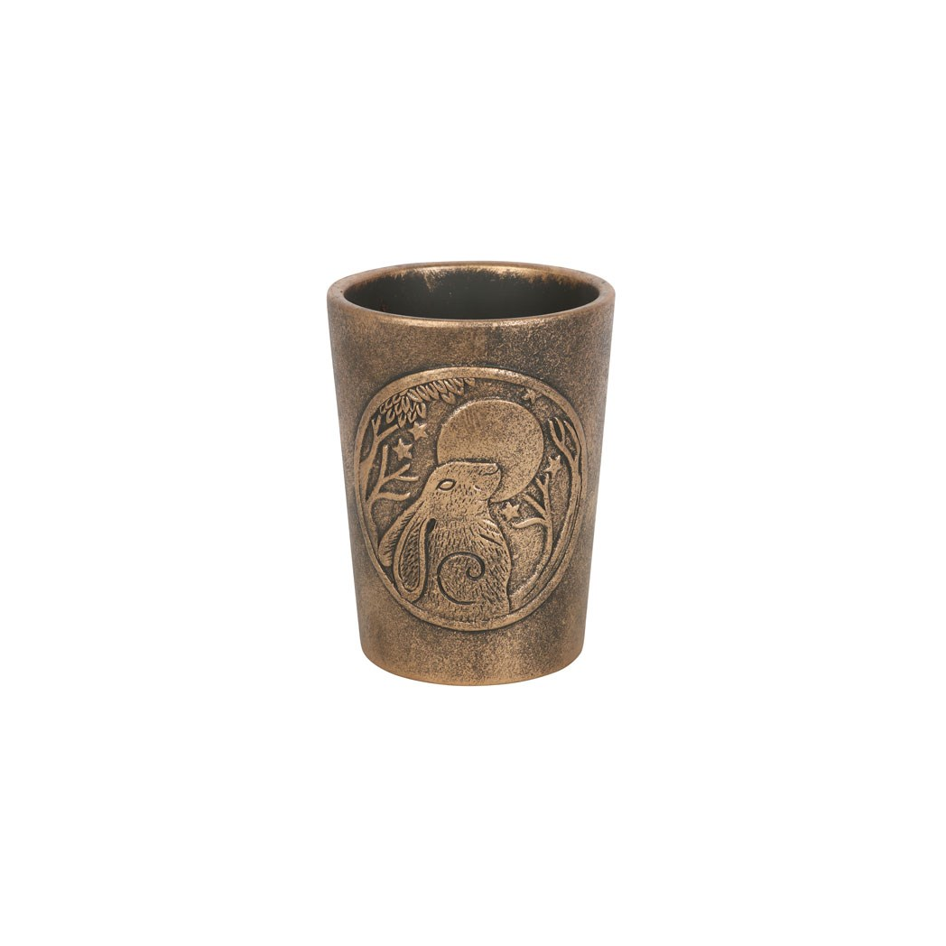 Moon Gazing Hare  Bronze Terracotta Plant Pot by Lisa Parker