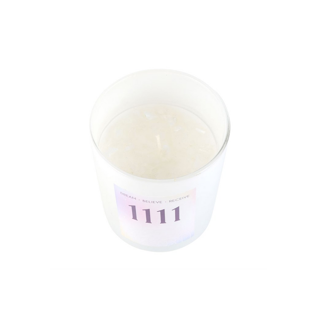 1111 Angel Number Crystal Chip Candle