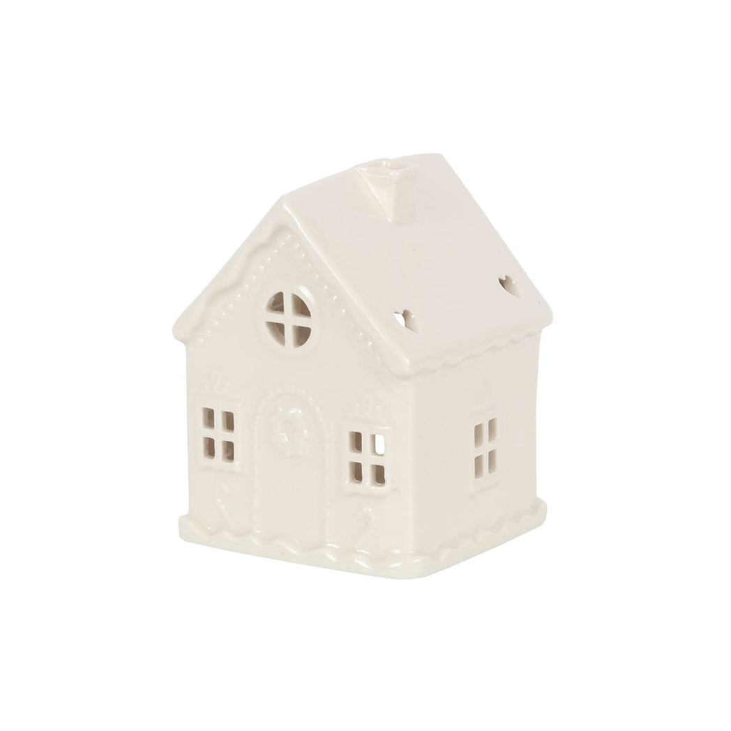White Gingerbread House Tealight Holder