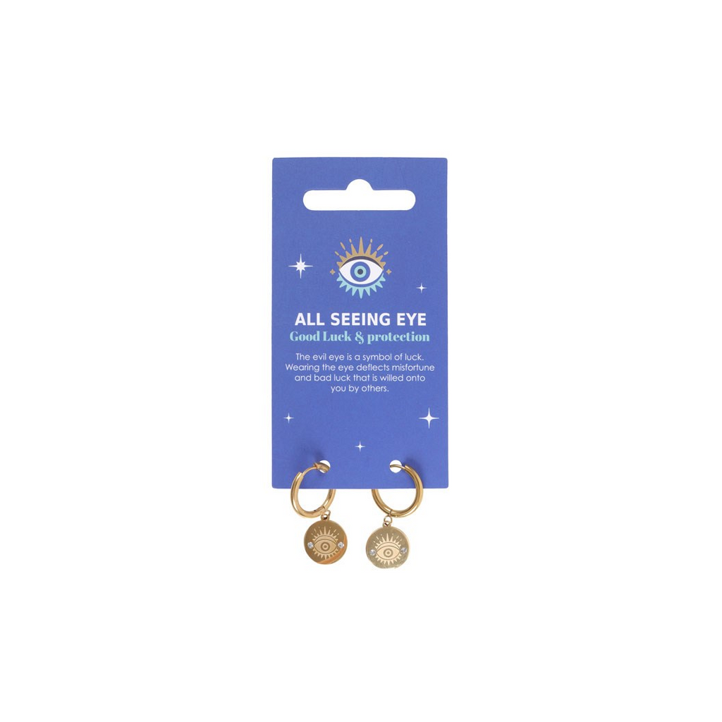 Gold Toned All Seeing Eye Earrings