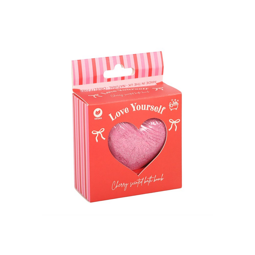 Love Yourself Heart-Shaped Cherry Bath Bomb