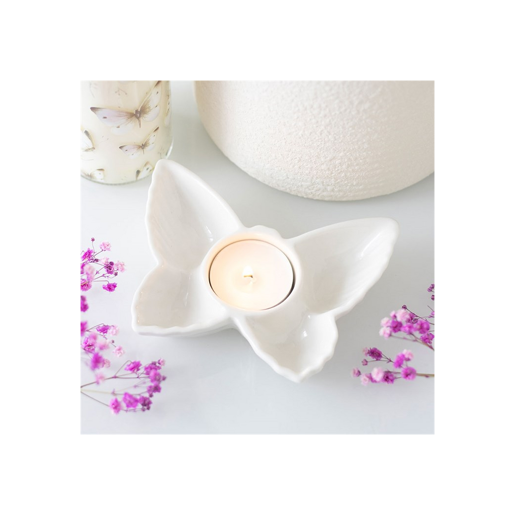 White Butterfly Tealight Candle Holder