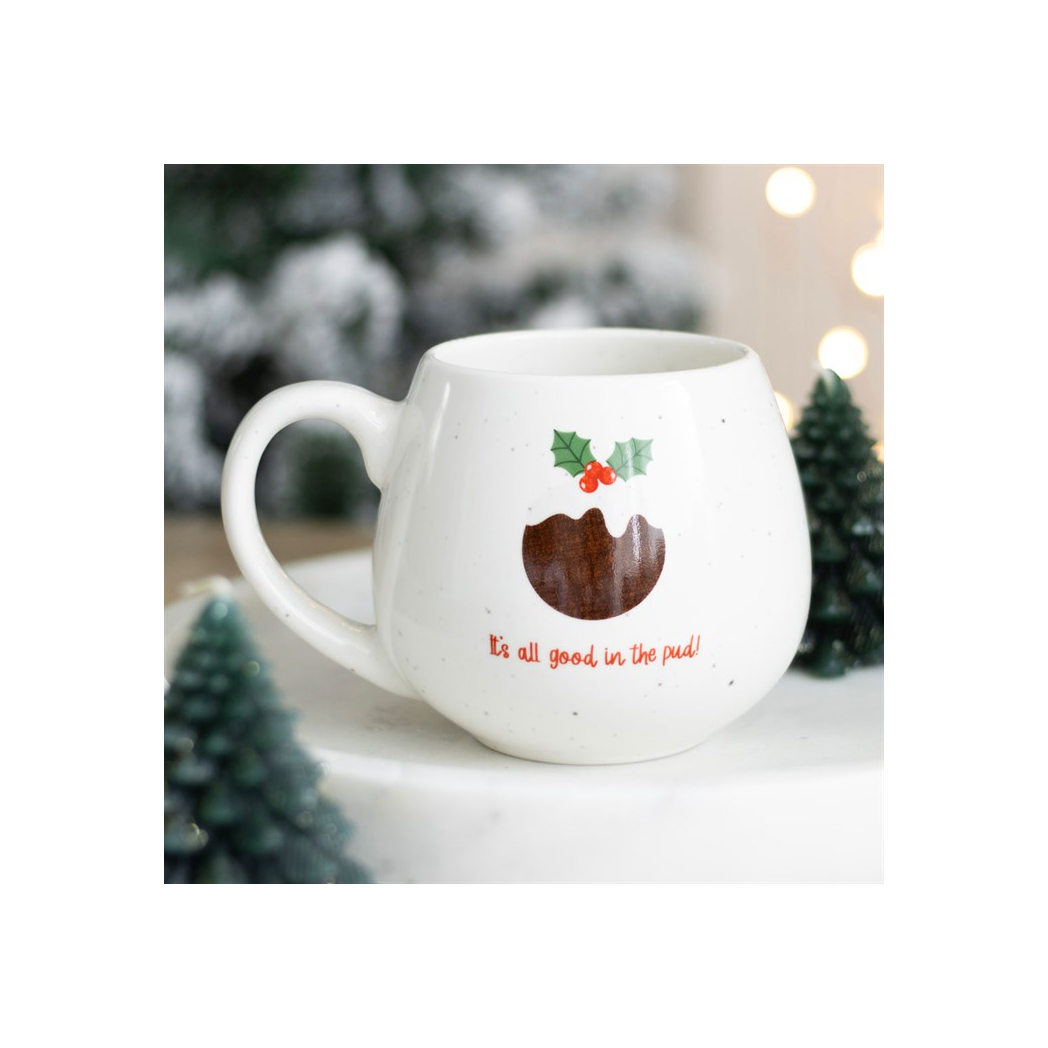 All Good in the Pud Rounded Christmas Mug