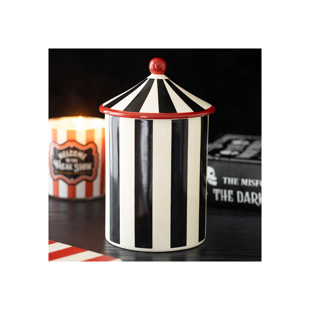 Black Striped Circus Tent Storage Jar