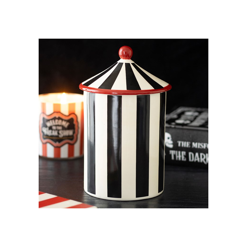 Black Striped Circus Tent Storage Jar