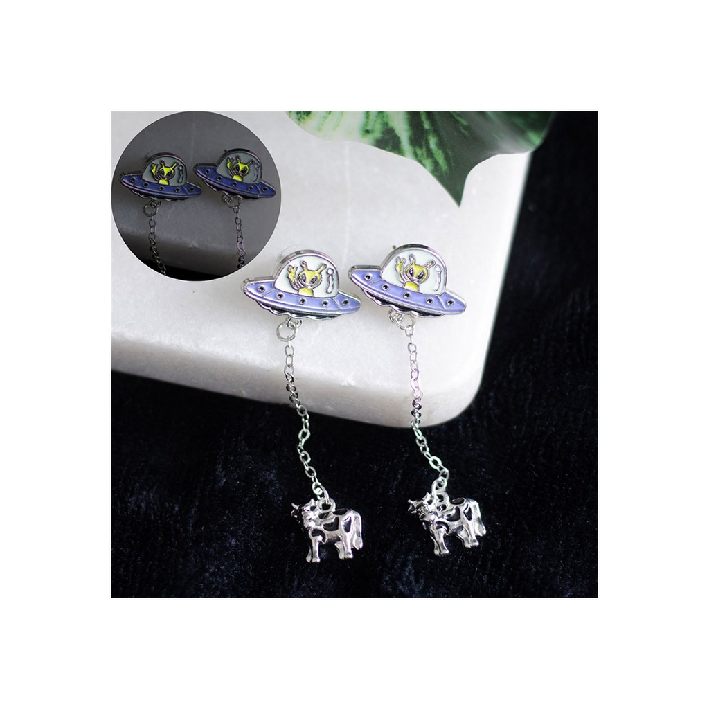Glow in the Dark Alien Abduction Dangle Earrings