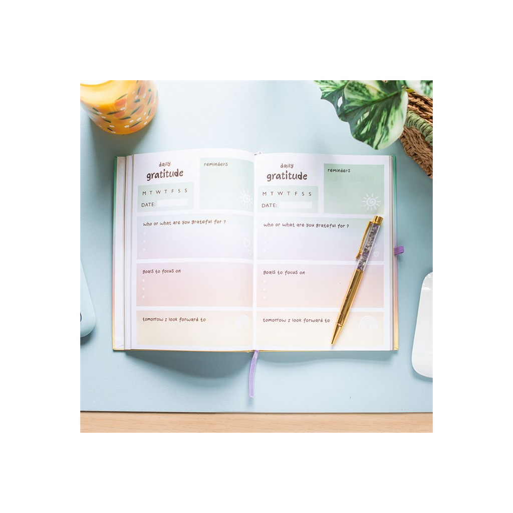 Multicoloured Gratitude Journal with Amethyst Pen