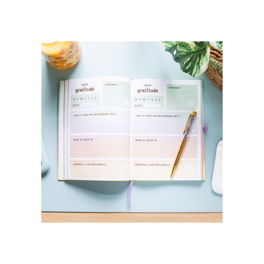 Multicoloured Gratitude Journal with Amethyst Pen