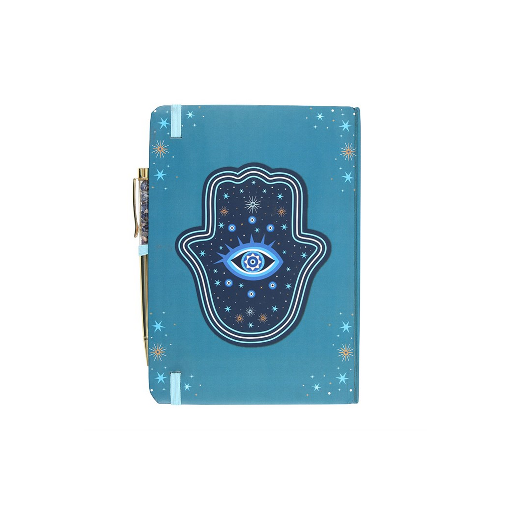 Hand of Hamsa A5 Notebook with Crystal Chip Pen