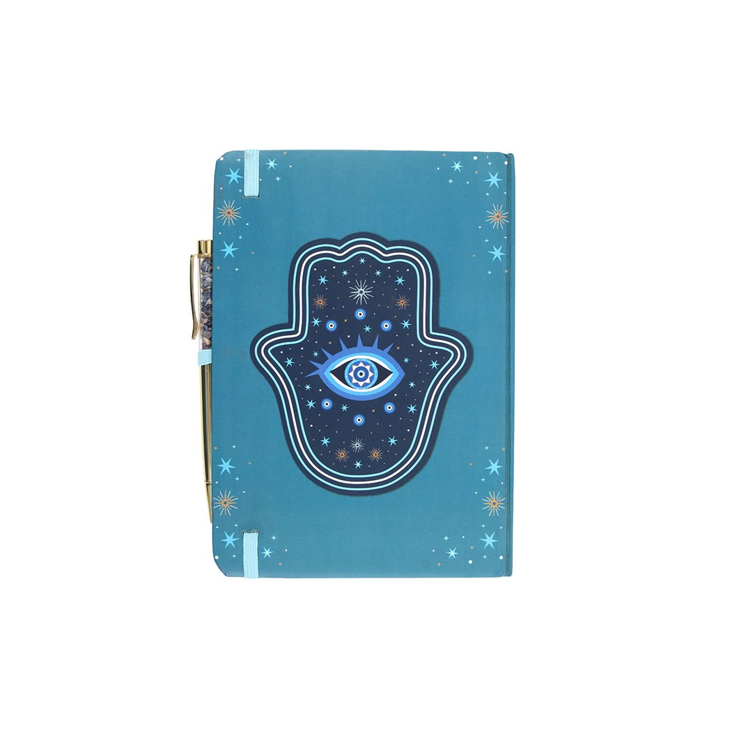 Hand of Hamsa A5 Notebook with Crystal Chip Pen