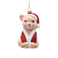 Flocked Christmas Pig Hanging Decoration