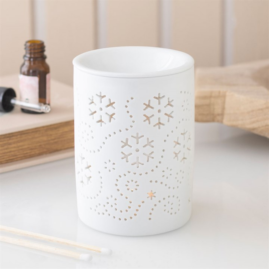 White Snowflake Cut Out Oil Burner and Wax Warmer