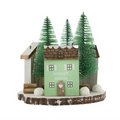 16cm Triple Wooden House Tabletop Decoration