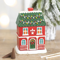 Red Christmas House Incense Cone Burner