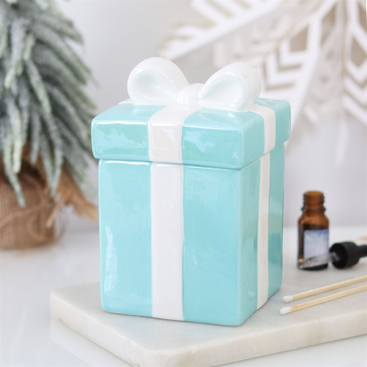 Blue Christmas Present Oil Burner