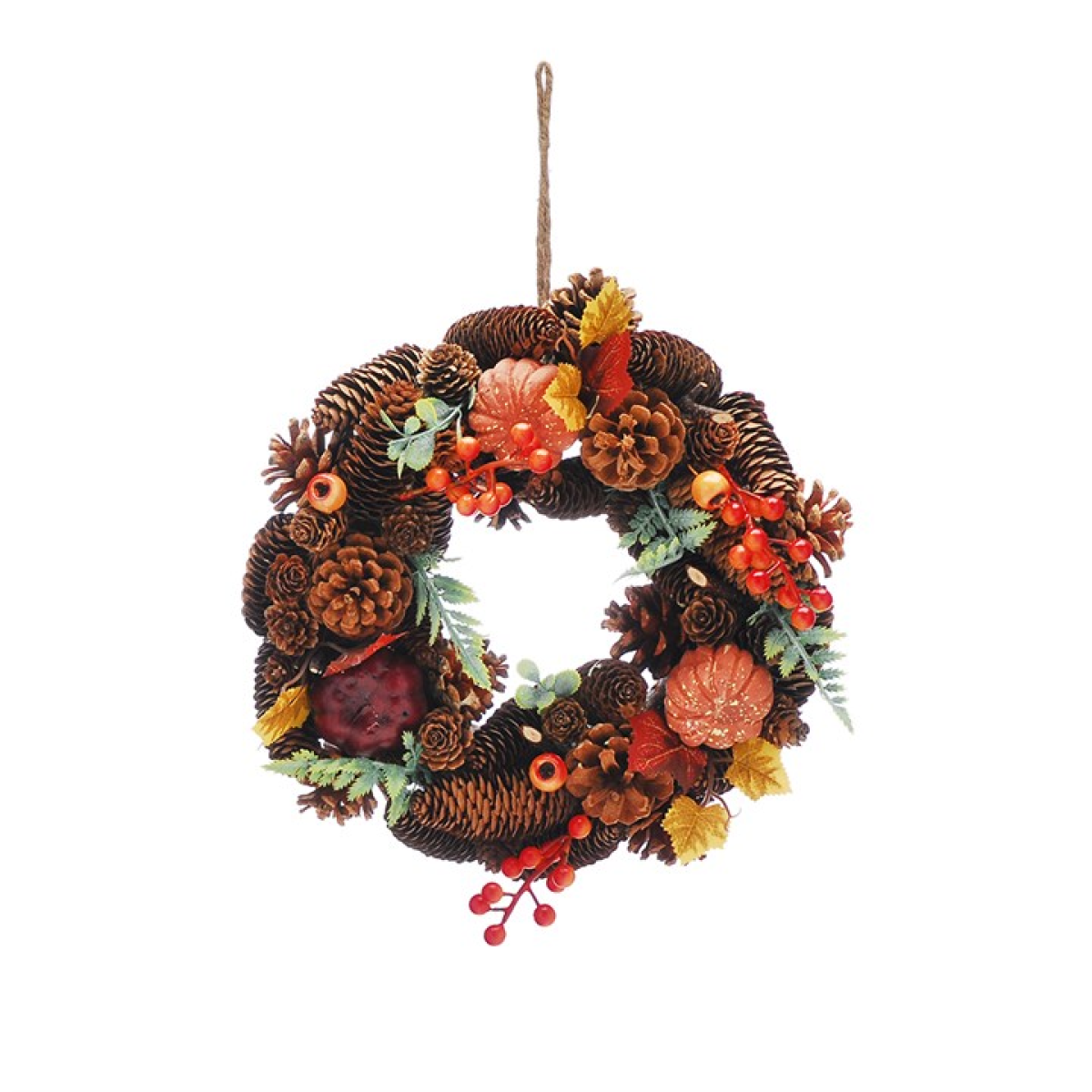 30cm Autumnal Pumpkin Leaf Wreath