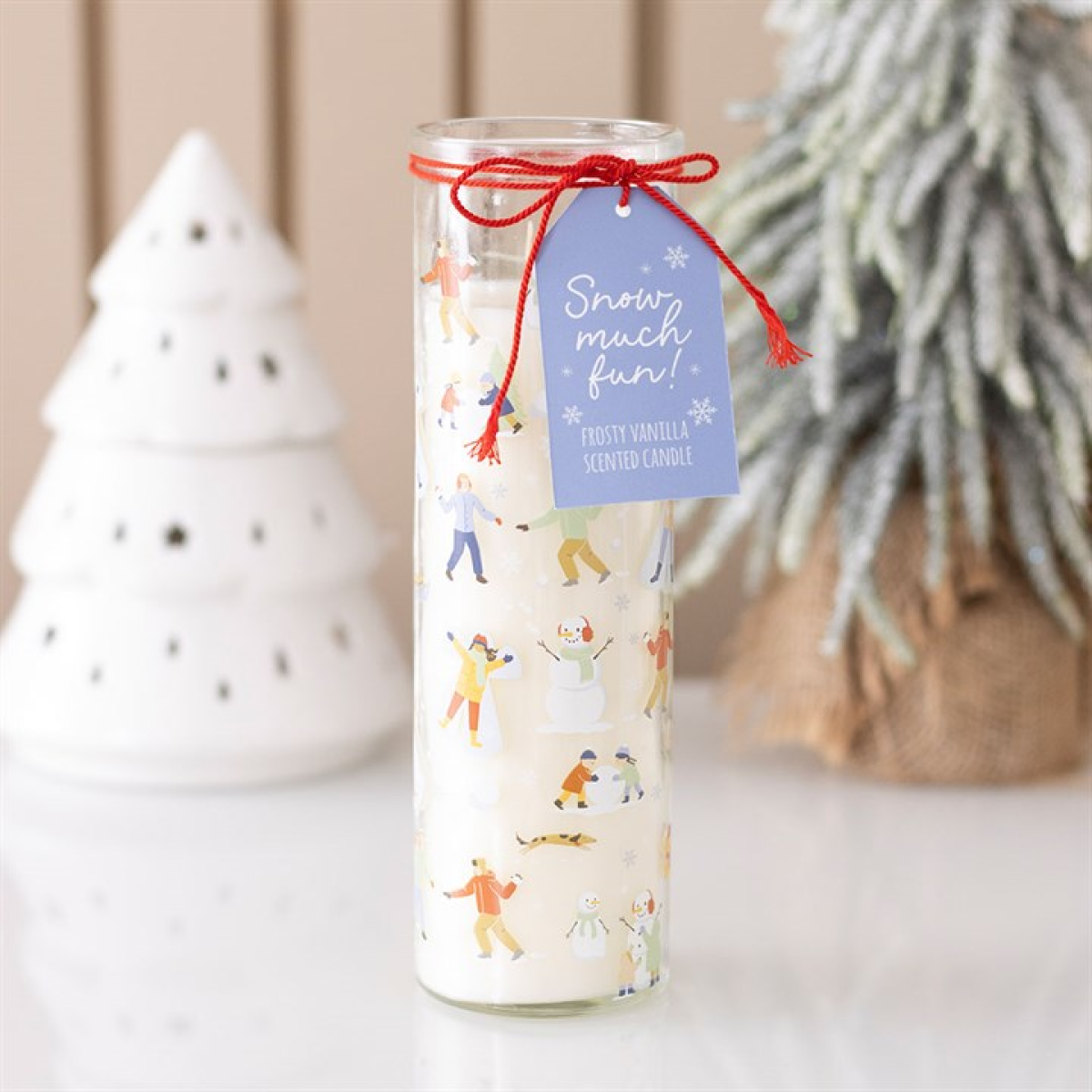 Snow Much Fun Print Frosty Vanilla Tube Candle